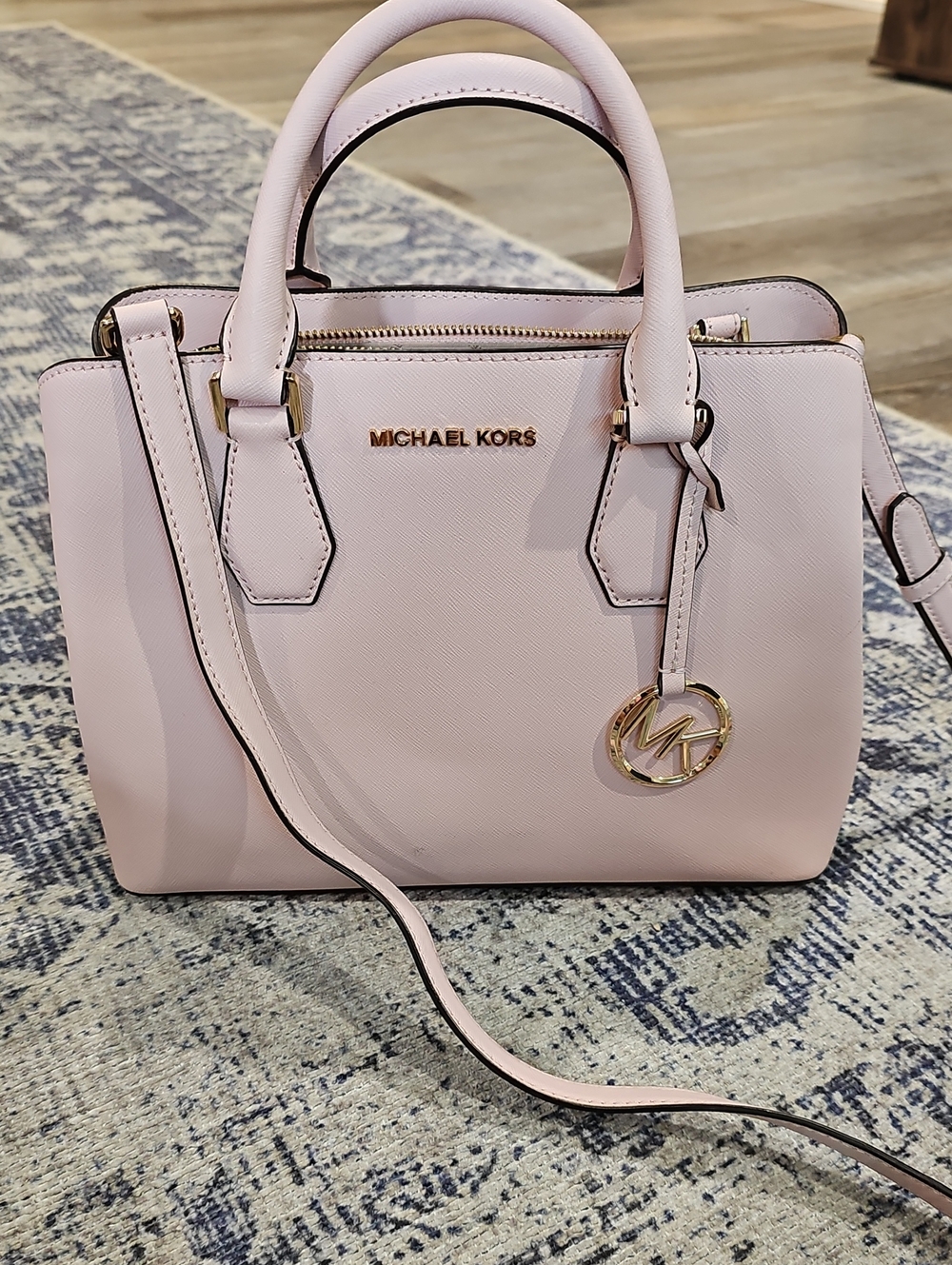 Michael Kors Light Pink Leather Satchel with Gold-Tone Hardware